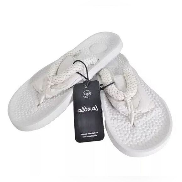 ALLBIRDS Sugar Zeffer Unisex Cushioned Beach Flip Flop Washable Blizzard White - Picture 1 of 6